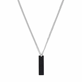 Gucci Tag Sterling Silver GG Necklace D