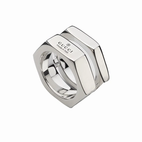 Gucci Trademark Sterling Silver Bolt Ring D