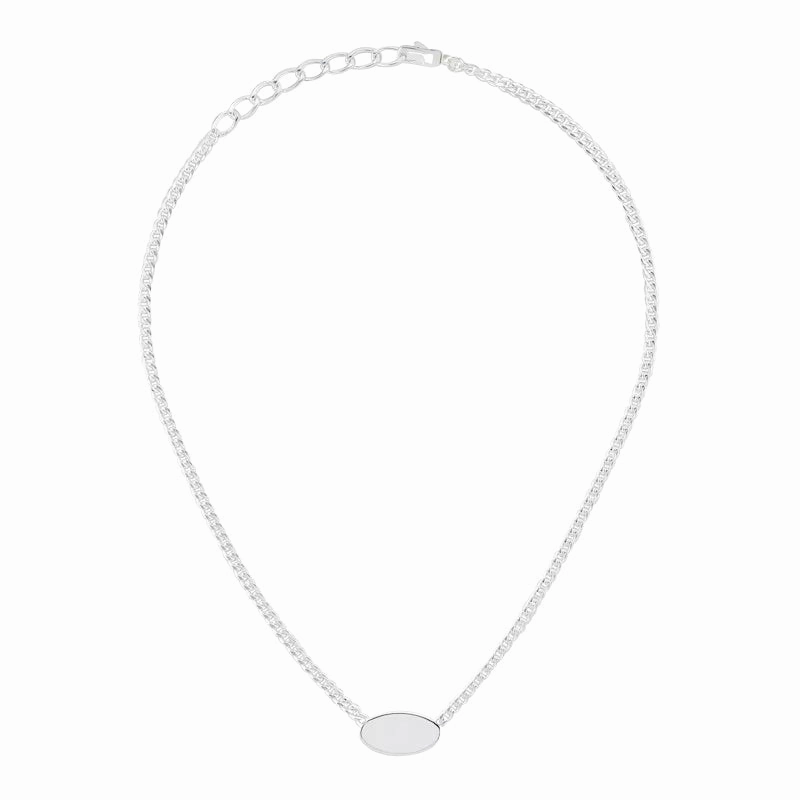 Gucci Trademark Sterling Silver Chain Tag Necklace D