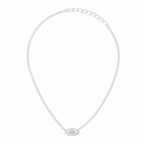 Gucci Trademark Sterling Silver Chain Tag Necklace D