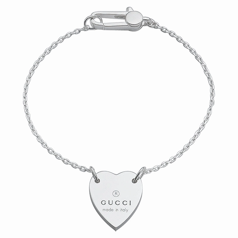 Gucci Trademark Sterling Silver Heart Bracelet