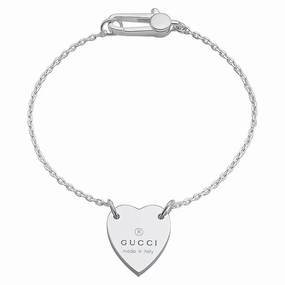 Gucci Trademark Sterling Silver Heart Bracelet
