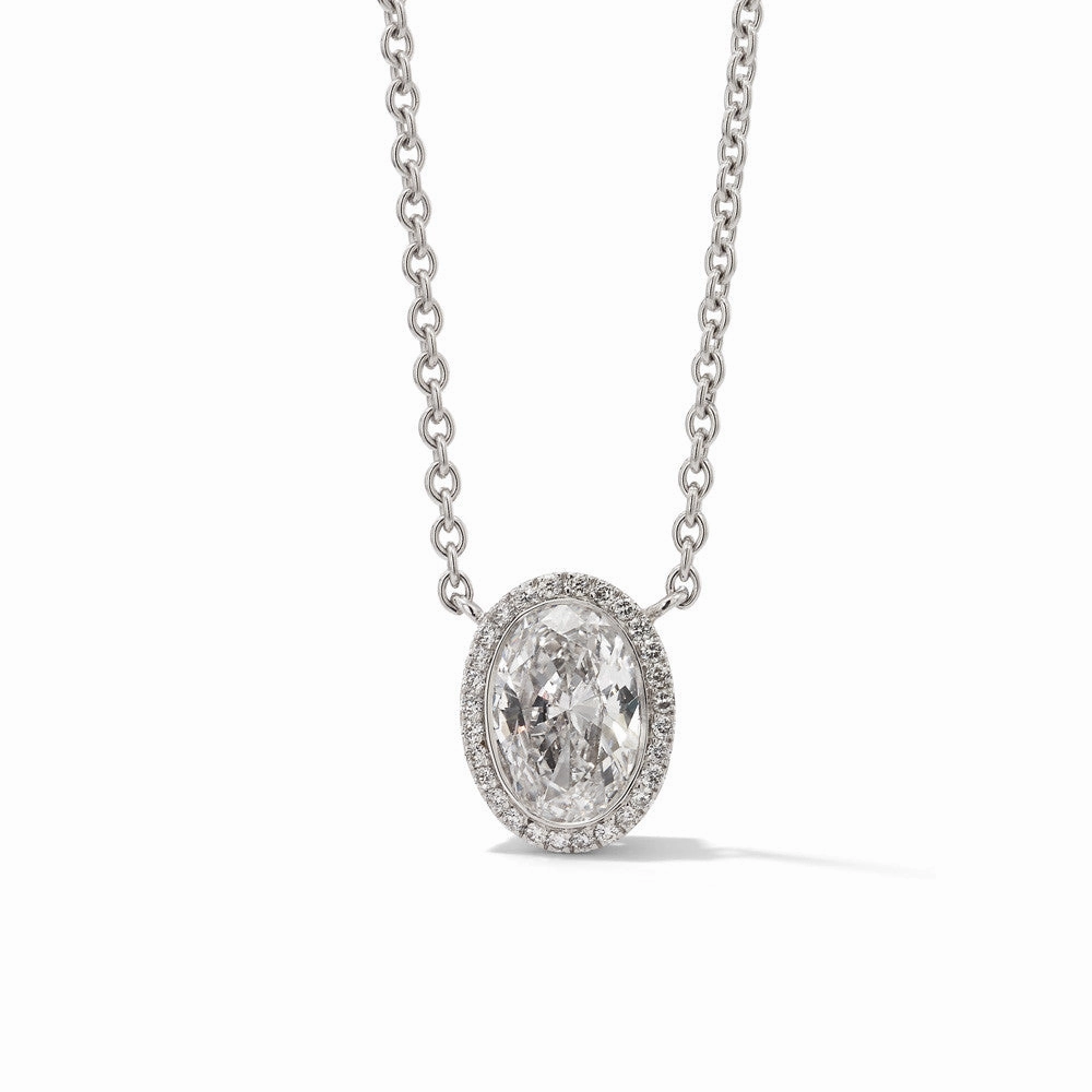 Hans D. Kreiger 18ct White Gold Diamond Oval Cluster Pendant