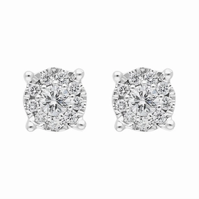 Hans D Krieger 18ct White Gold 0.21ct Diamond Cluster Round Stud Earrings