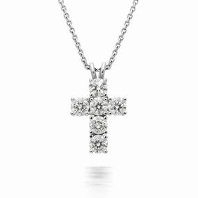 Hans D Krieger 18ct White Gold 0.84ct Diamond Brilliant Cut Cross Necklace
