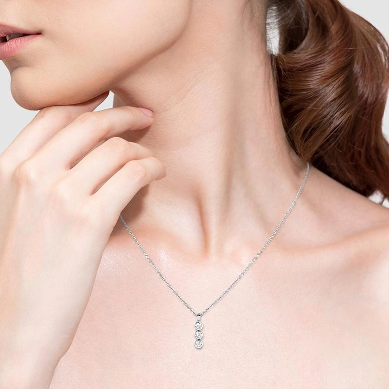 Hans D. Krieger 18ct White Gold 0.85ct Diamond Triple Drop Necklace