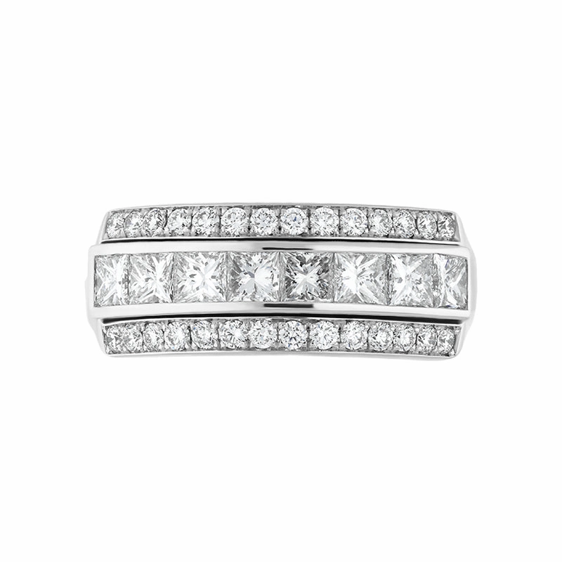 Hans D Krieger 18ct White Gold 1.26ct Diamond Three Row Eternity Ring D