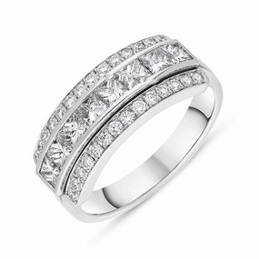 Hans D Krieger 18ct White Gold 1.26ct Diamond Three Row Eternity Ring D