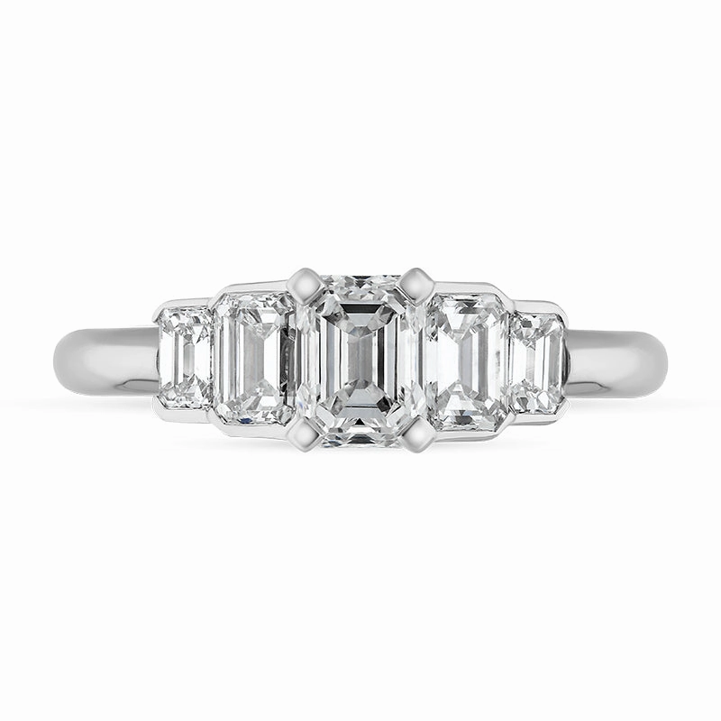 Hans D Krieger 18ct White Gold 1.62ct Diamond Emerald Cut Ring D