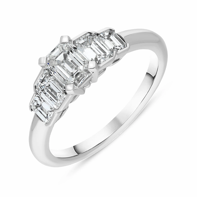 Hans D Krieger 18ct White Gold 1.62ct Diamond Emerald Cut Ring D