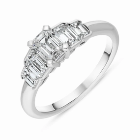 Hans D Krieger 18ct White Gold 1.62ct Diamond Emerald Cut Ring D