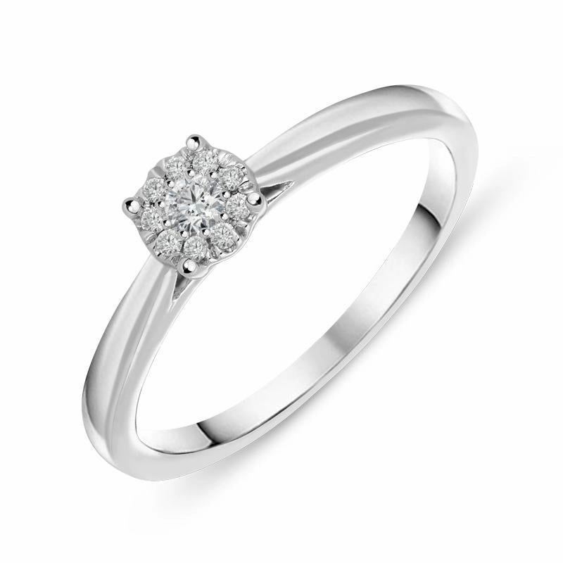 Hans D Krieger 18ct White Gold Diamond Cluster Ring