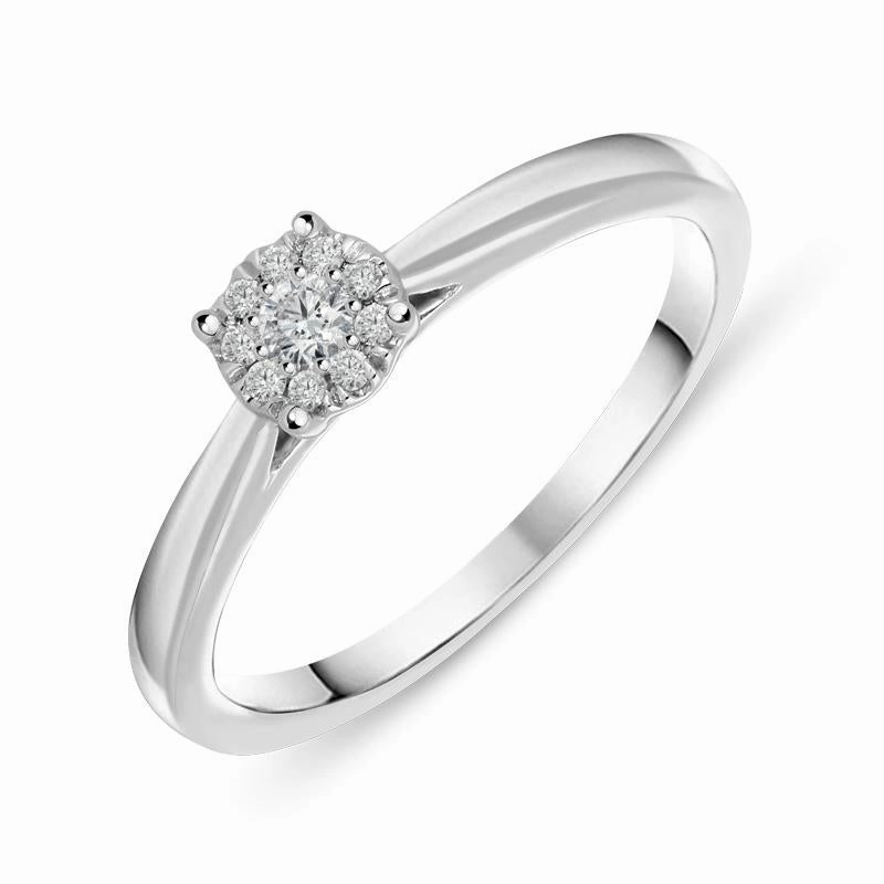 Hans D Krieger 18ct White Gold Diamond Cluster Ring