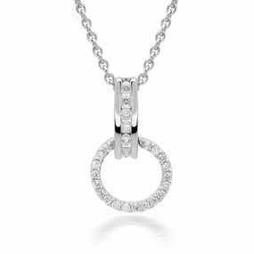Hans D. Krieger 18ct White Gold Diamond Pave Set Open Circle Necklace