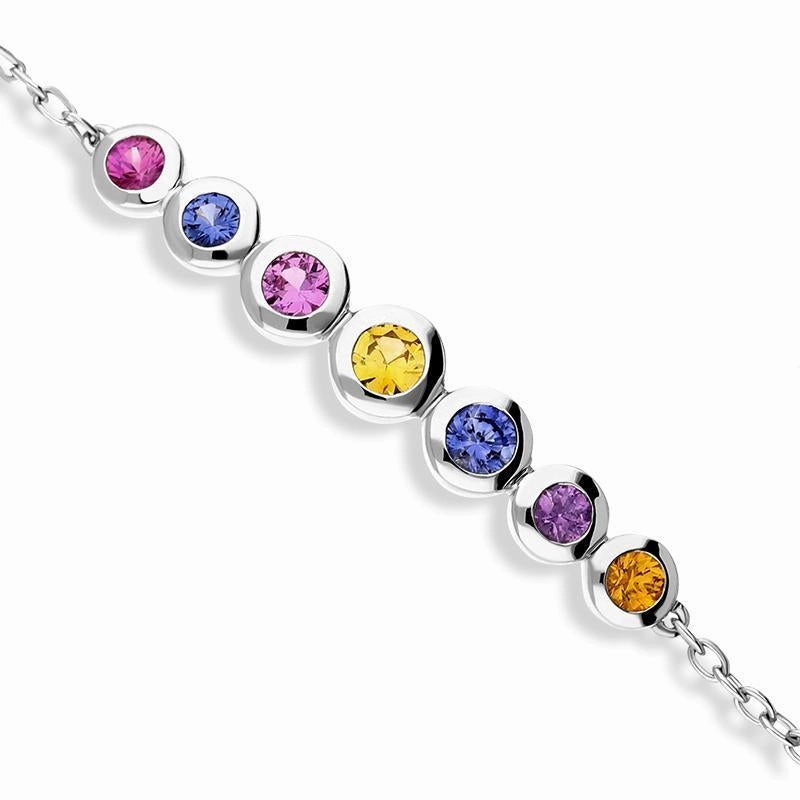 Hans D. Krieger 18ct White Gold Mixed Sapphire Bar Bracelet