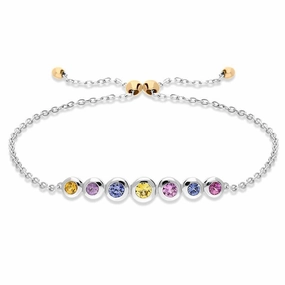 Hans D. Krieger 18ct White Gold Mixed Sapphire Bar Bracelet