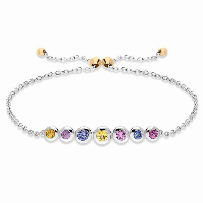 Hans D. Krieger 18ct White Gold Mixed Sapphire Bar Bracelet
