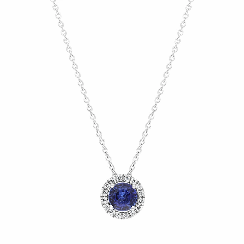 Hans D Krieger 18ct White Gold Sapphire Diamond Round Cluster Pendant