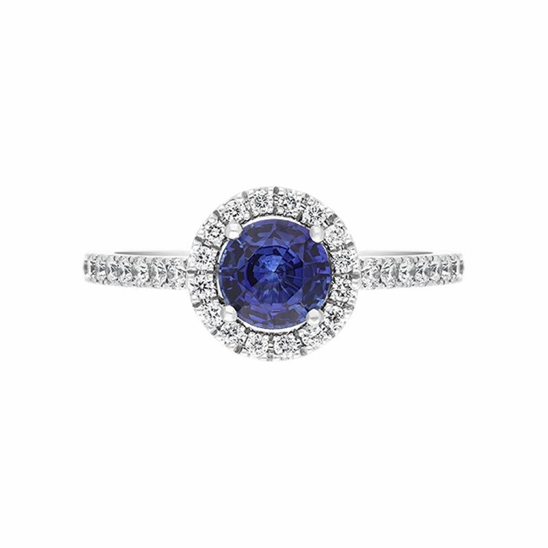Hans D Krieger 18ct White Gold Sapphire Diamond Round Cluster Ring