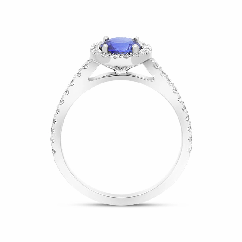 Hans D Krieger 18ct White Gold Sapphire Diamond Round Cluster Ring