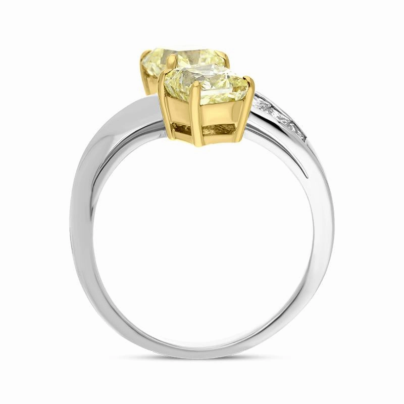 Hans D. Krieger 18ct White Gold Yellow Diamond Crossover Ring