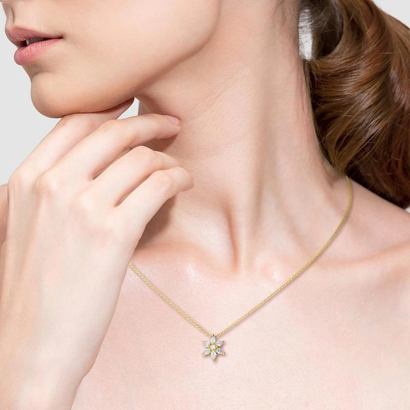Hans D. Krieger 18ct Yellow Gold 0.60ct Diamond Flower Necklace