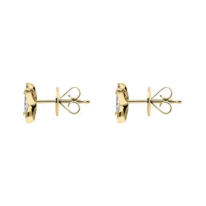 Hans D. Krieger 18ct Yellow Gold 1.10ct Ruby 0.18ct Diamond Butterfly Stud Earrings
