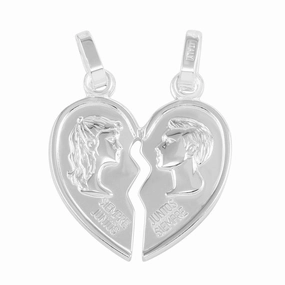 High Polished 925 Sterling Silver Broken Heart Pendant - CARP00040