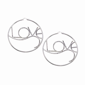 High Polished 925 Sterling Silver Diamond Cut Love Hoop Earrings - HP07