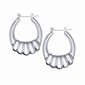 High Polished 925 Sterling Silver Hollow Shrimp Hoop Earrings - HP09