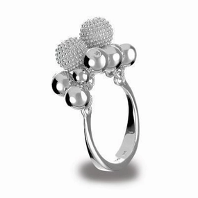 Hot Diamonds Black Ula Sterling Silver Cluster Ball Bead Ring D