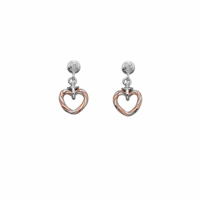 Hot Diamonds Breeze Sterling Silver Rose Gold Heart Earrings