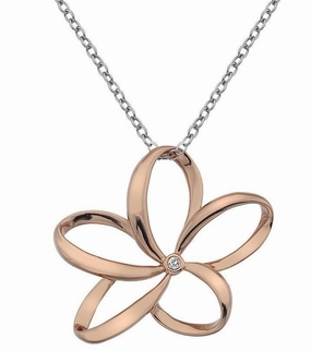 Hot Diamonds Classic Sterling Silver Rose Gold Paradise Large Necklace