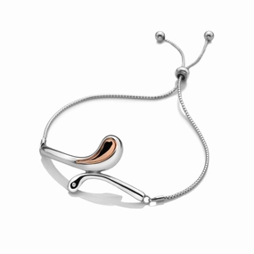 Hot Diamonds Droplets Sterling Silver Rose Gold Plated Draw Bracelet