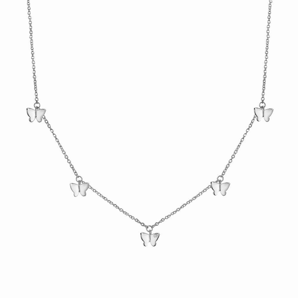 Hot Diamonds Flutter Sterling Silver Butterfly Necklace D