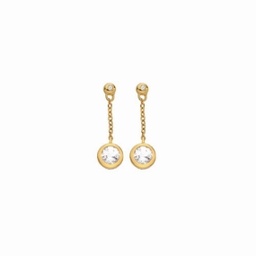 Hot Diamonds Gold Plated Sterling Silver Droplet White Topaz Chain Earrings