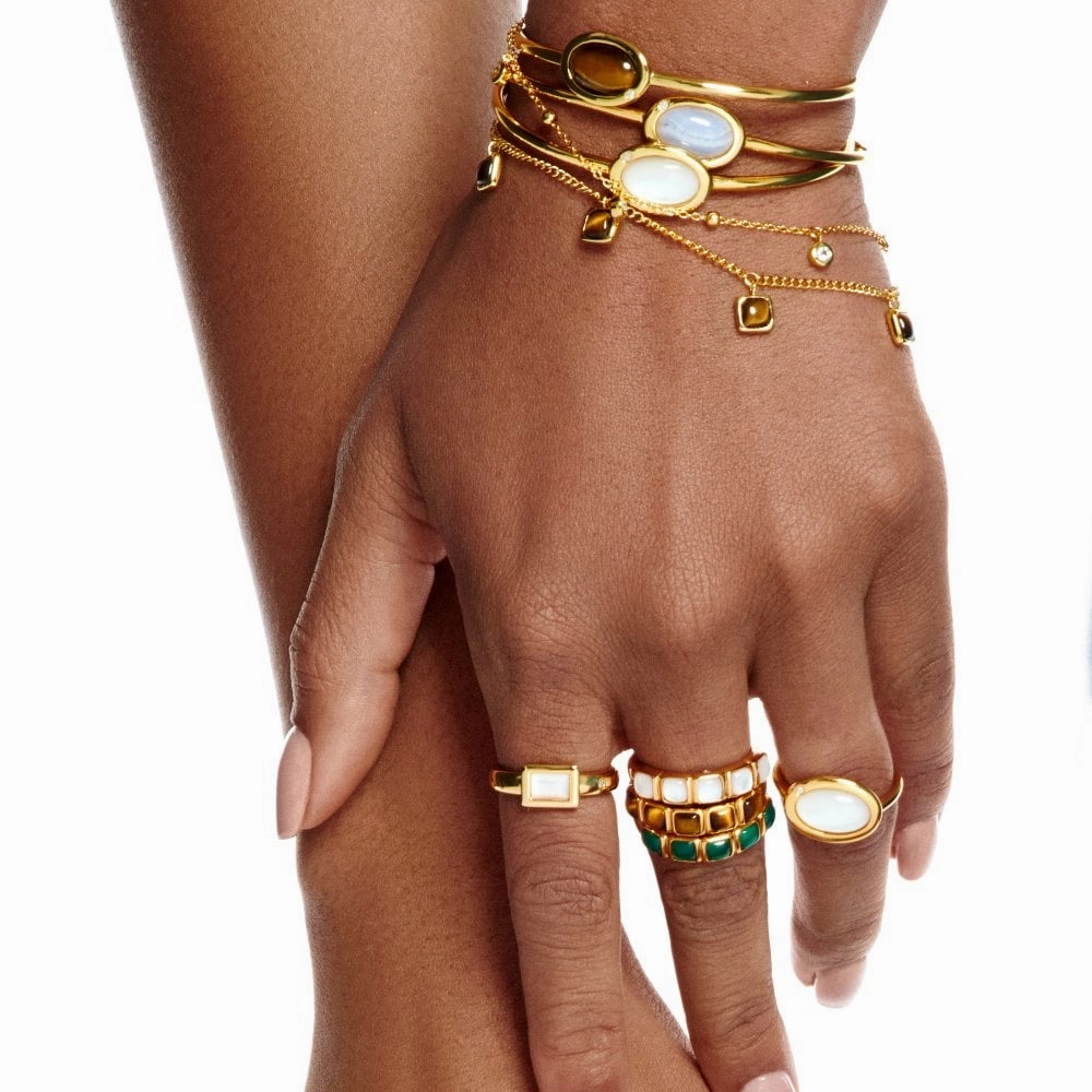 Hot Diamonds Gold Plated Sterling Silver Tigers Eye Square Bracelet