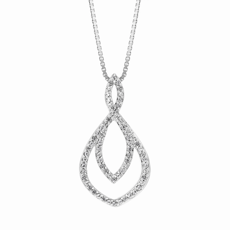 Hot Diamonds Harmony Sterling Silver Diamond Double Teardrop Necklace Earrings Set D