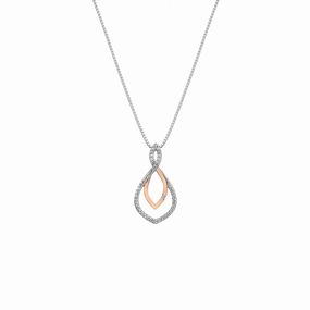 Hot Diamonds Harmony White Topaz Sterling Silver Rose Gold Necklace D