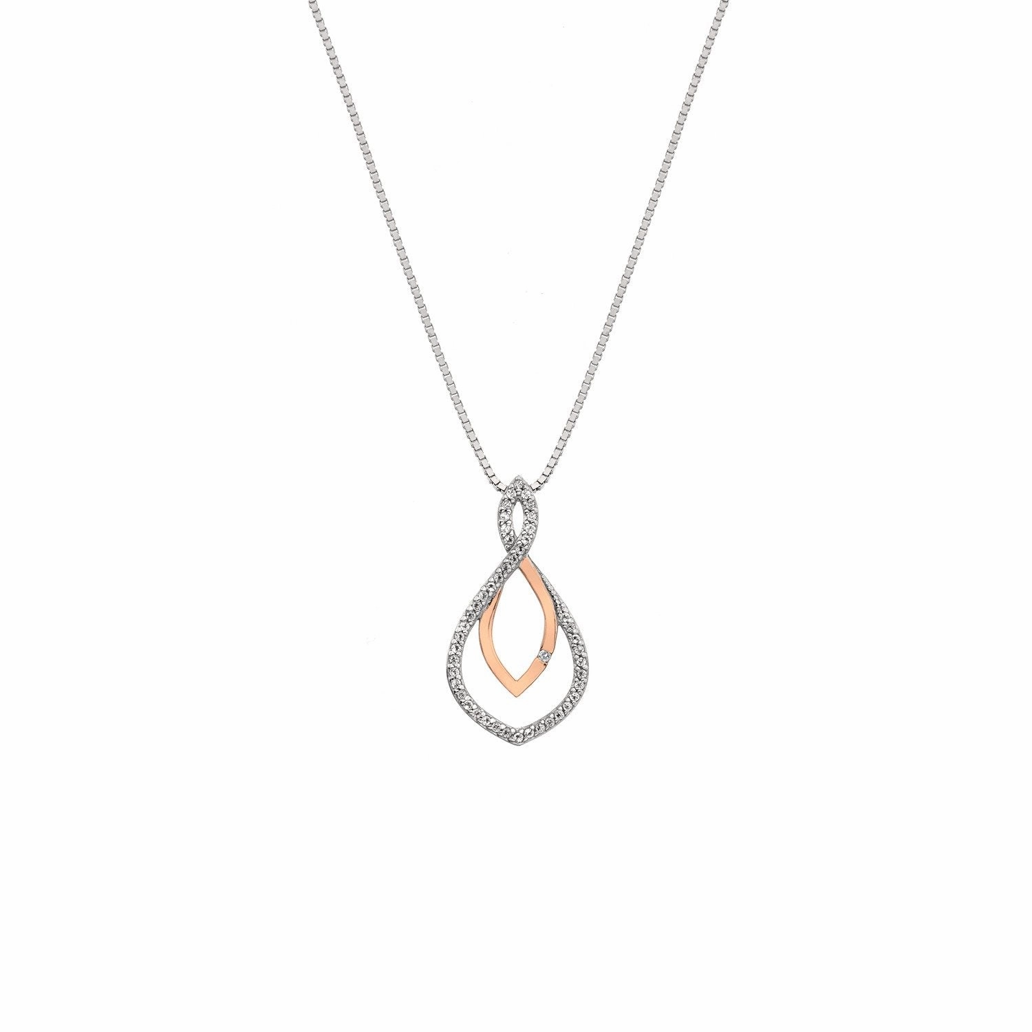 Hot Diamonds Harmony White Topaz Sterling Silver Rose Gold Necklace D