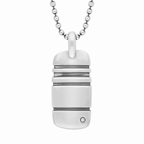 Hot Diamonds Sterling Silver Satin Finish Dog Tag Necklace