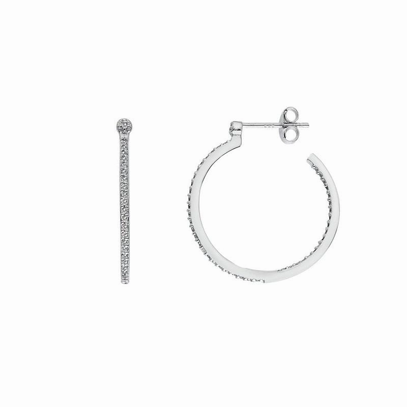 Hot Diamonds Sterling Silver White Topaz Hoop Earrings