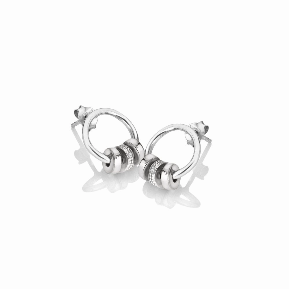 Hot Diamonds Trio Barrel Sterling Silver Drop Earrings D