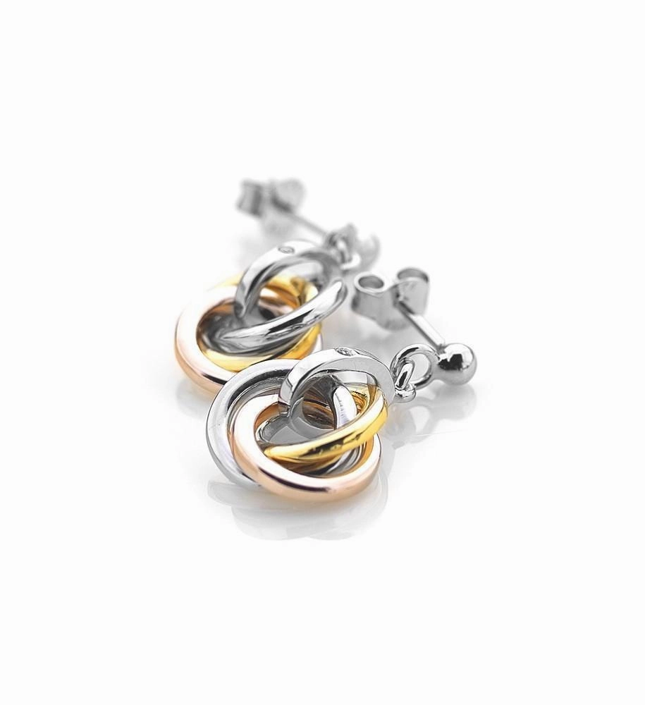Hot Diamonds Trio Yellow and Rose Gold Plated Earrings