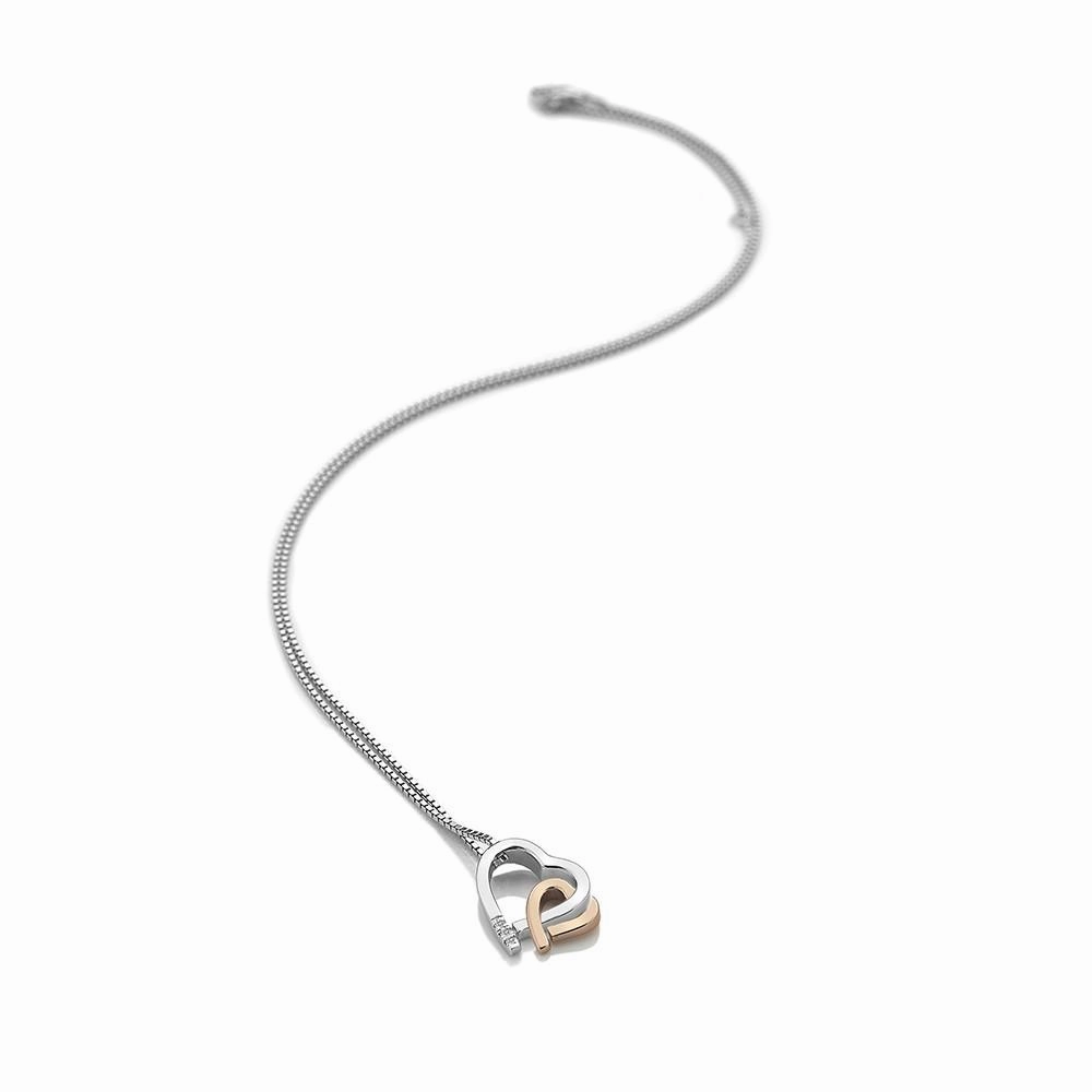 Hot Diamonds Warm Heart Sterling Silver Rose Gold Plated Necklace