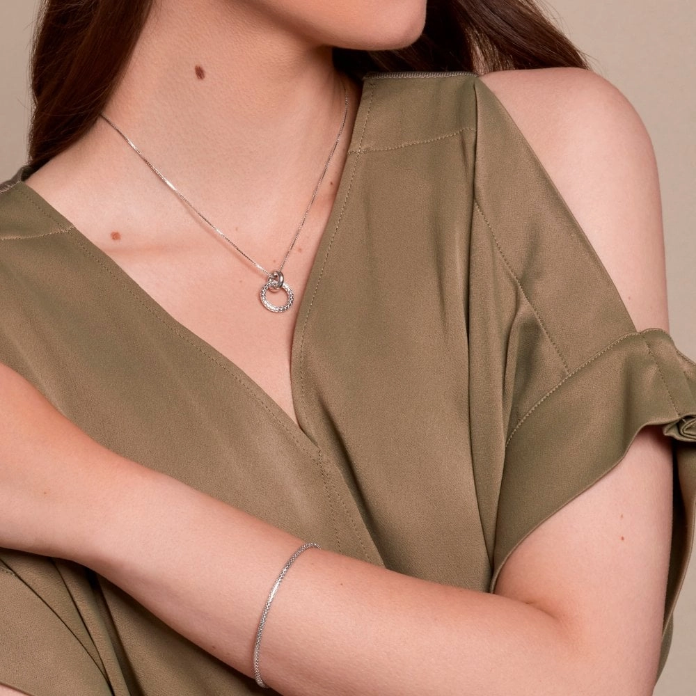 Hot Diamonds Woven Circle Sterling Silver Necklace D