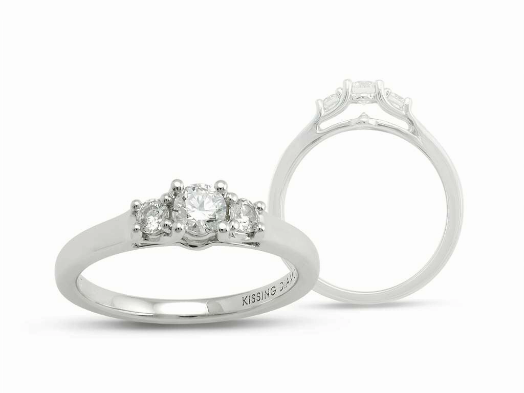 Kissing Diamonds Ring Three Stone Diamond