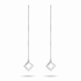 Ksenia Mirella Geo 18ct White Gold 0.09ct Diamond Chain Earrings