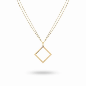 Ksenia Mirella Geo 18ct Yellow Gold 0.11ct Diamond Square Necklace