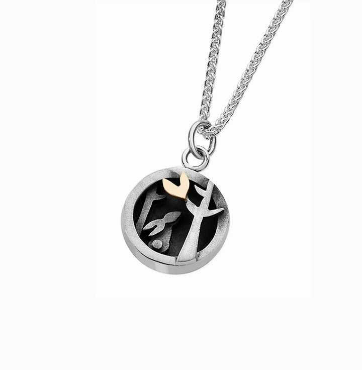 Linda Macdonald Woodlands Sterling Silver 9ct Gold Necklace